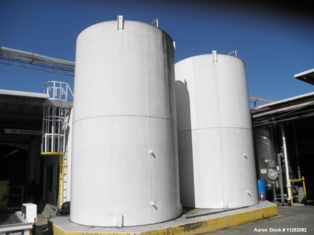 Used- Cherry Burrell 13,000 Gallon Stainless Steel Jacketed Silo. 12' diameter X 16' straight side. Includes side-entering a...