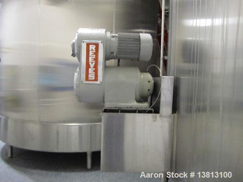 Used Cherry Burrell 8000 Gallon Vertical Stainless Steel Tank.Side mounted 5 hp agitator, side manway, sightglass, 12' diameter x 8'6" straight wall, 13'2" overall height, 12'6" shipping width (based...