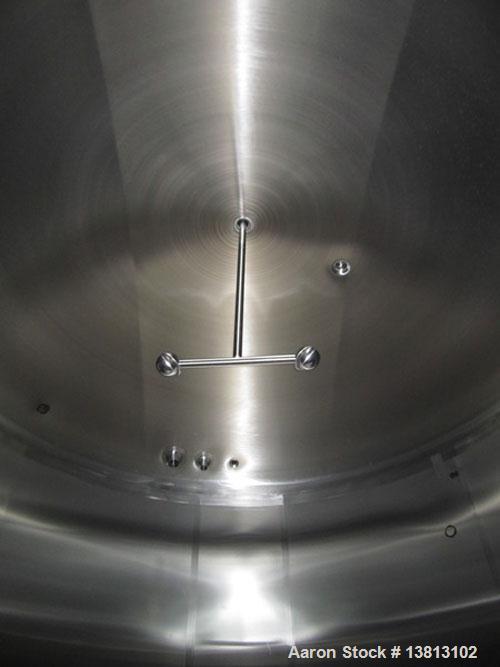 Used Cherry Burrell 8000 Gallon Vertical Stainless Steel Tank.5 Hp side mounted agitator, dual impeller, bearing block, side manway, sightglass, 12' diameter x 8'6" straight wall, 13'2" overall heigh...