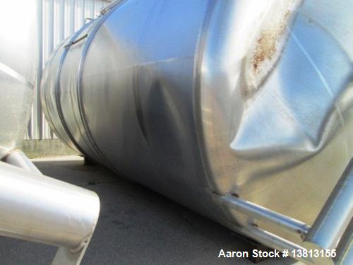 Used Cherry Burell 15,000 Gallon, Vertical, All Stainless Steel Tank. Has top mounted agitator, flat bottom, dish top (dented), 20'4" straight side, 22' 4" verall length, 11' diameter.