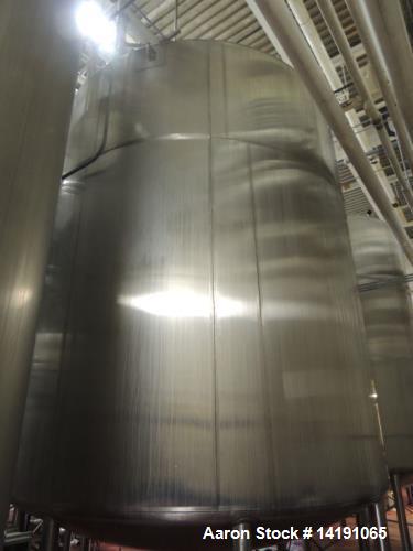 Used- 10,000 Gallon Cherry Burrell Stainless Steel Jacketed Mix Tank. 316L SS contact parts with T304 SS exterior parts. Dim...