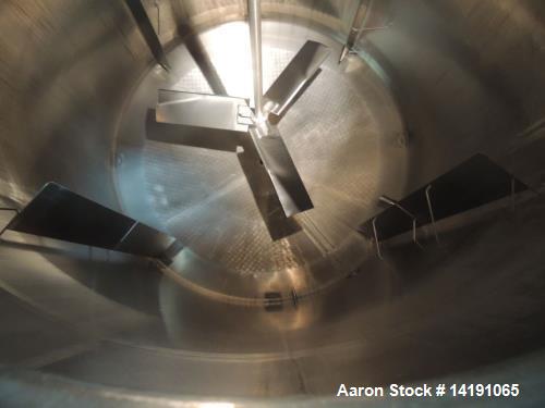 Used 10,000 Gallon Cherry Burrell Stainless Steel Jacketed Mix Tank. 316L SS contact parts with T304 SS exterior parts. Dimensions 136" ID x 153" Straight Side. 254" OAH - not including drive. Jacket...