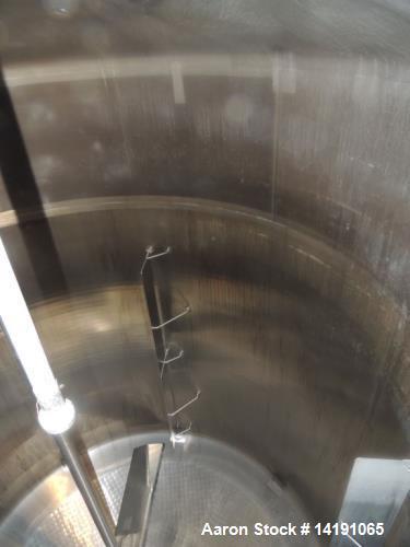 Used- 10,000 Gallon Cherry Burrell Stainless Steel Jacketed Mix Tank. 316L SS contact parts with T304 SS exterior parts. Dim...