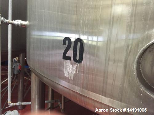 Used 10,000 Gallon Cherry Burrell Stainless Steel Jacketed Mix Tank. 316L SS contact parts with T304 SS exterior parts. Dimensions 136" ID x 153" Straight Side. 254" OAH - not including drive. Jacket...