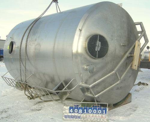 Used Cherry Burrell Jacketed Mix Tank, 7,200 Gallon, 304 Stainless Steel, Vertical.  120" diameter x 160" straight side, dished top, coned bottom.  Partial sidewall channel jacket, approximetly 150 s...