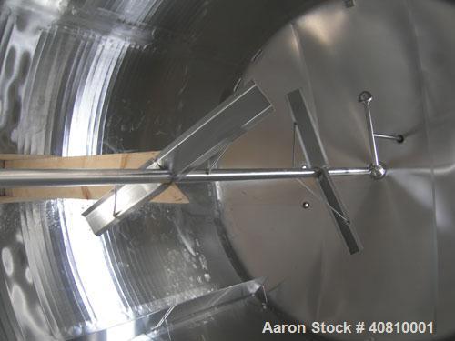 Used Cherry Burrell Jacketed Mix Tank, 7,200 Gallon, 304 Stainless Steel, Vertical.  120" diameter x 160" straight side, dished top, coned bottom.  Partial sidewall channel jacket, approximetly 150 s...
