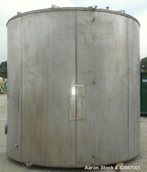 Used Cherry-Burrell Tri-Canada Tank, 6000 Imperial Gallons (7205 U.S. Gallons), 304 Stainless Steel, Vertical. Approximately 128" diameter x 118" straight side. Flat top, sloped bottom. 1-1/4" Diamet...