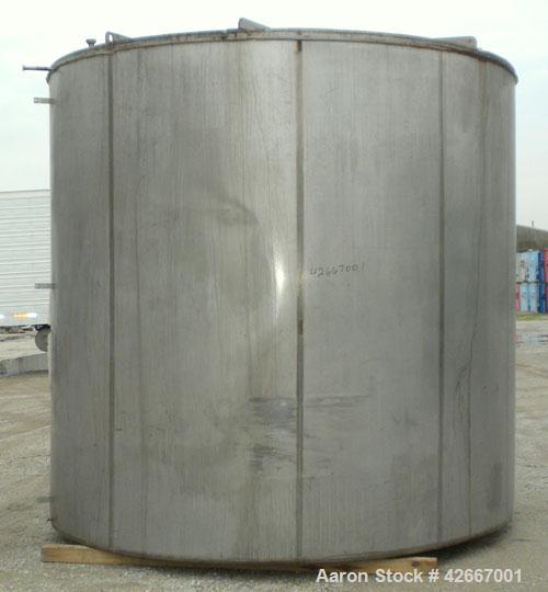 Used Cherry-Burrell Tri-Canada Tank, 6000 Imperial Gallons (7205 U.S. Gallons), 304 Stainless Steel, Vertical. Approximately 128" diameter x 118" straight side. Flat top, sloped bottom. 1-1/4" Diamet...