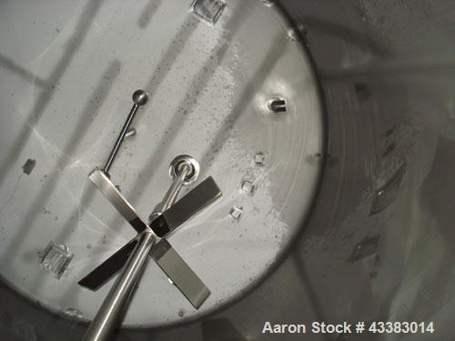 Used Mueller 6000 Gallon Stainless Steel Mix Tank. Model F 6000. Approx. 9' Diameter x 12' Straight Side. Dished Heads. Side 16" X 20" Oval Manway with Cover. Top Mounted Agitator on Stainless Steel ...