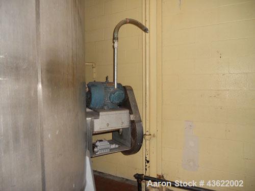 Used Cherry Burrell 10,000 gallon stainless steel storage tank. Approx. 10'6" diameter x 14' straight side. Dished heads. Side entering 3 hp XP agitator, 230/460 volt, 3/60, 1170 rpm. 3-blade prop. 1...