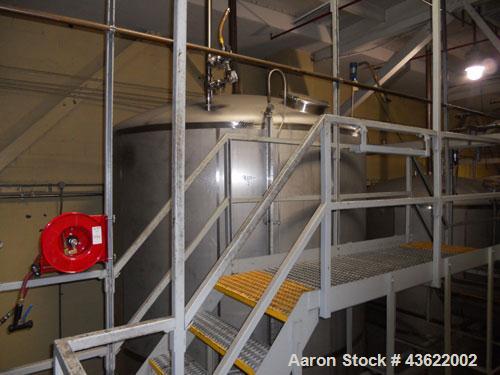 Used Cherry Burrell 10,000 gallon stainless steel storage tank. Approx. 10'6" diameter x 14' straight side. Dished heads. Side entering 3 hp XP agitator, 230/460 volt, 3/60, 1170 rpm. 3-blade prop. 1...