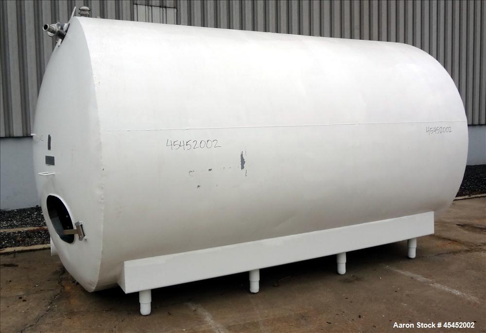 Used Cherry Burrel Tank, 5000 Gallon, 304 Stainless Steel, Horizontal. 96" diameter x 152" straight side, dished heads, insulated. Openings 20" x 17" oval manway with cover, (3) 3" top openings, (2) ...