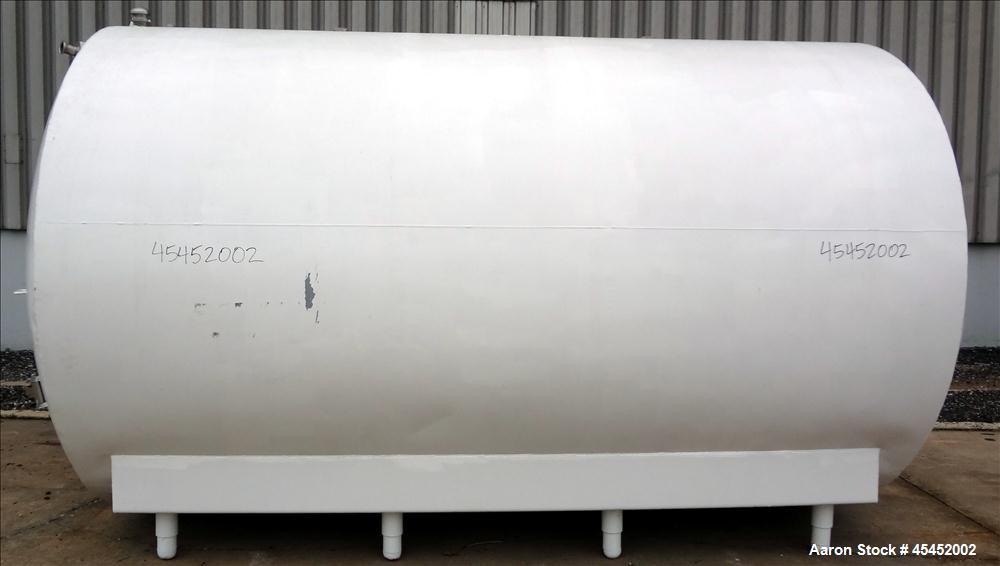 Used Cherry Burrel Tank, 5000 Gallon, 304 Stainless Steel, Horizontal. 96" diameter x 152" straight side, dished heads, insulated. Openings 20" x 17" oval manway with cover, (3) 3" top openings, (2) ...