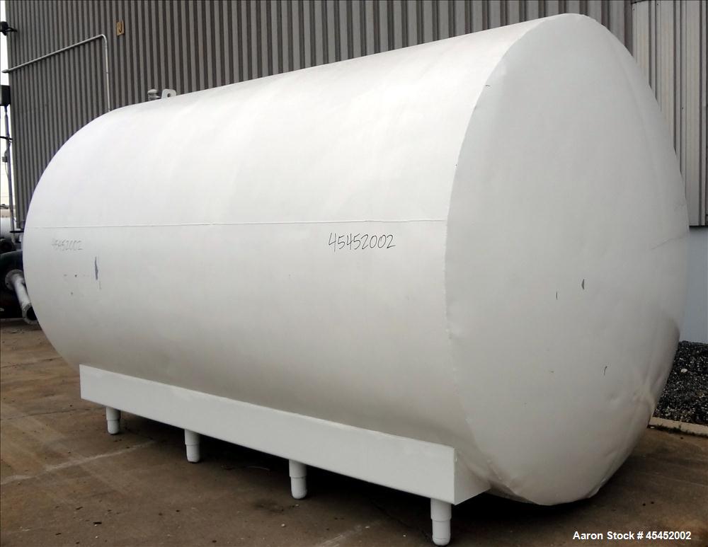 Used Cherry Burrel Tank, 5000 Gallon, 304 Stainless Steel, Horizontal. 96" diameter x 152" straight side, dished heads, insulated. Openings 20" x 17" oval manway with cover, (3) 3" top openings, (2) ...