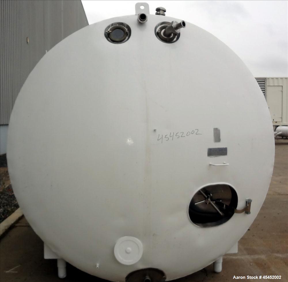 Used Cherry Burrel Tank, 5000 Gallon, 304 Stainless Steel, Horizontal. 96" diameter x 152" straight side, dished heads, insulated. Openings 20" x 17" oval manway with cover, (3) 3" top openings, (2) ...