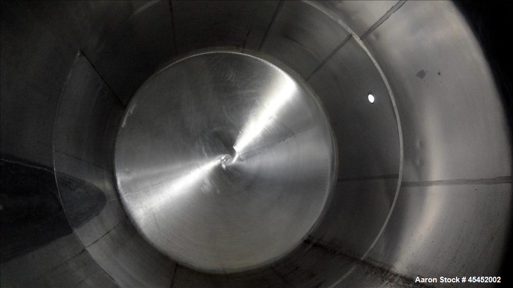 Used Cherry Burrel Tank, 5000 Gallon, 304 Stainless Steel, Horizontal. 96" diameter x 152" straight side, dished heads, insulated. Openings 20" x 17" oval manway with cover, (3) 3" top openings, (2) ...