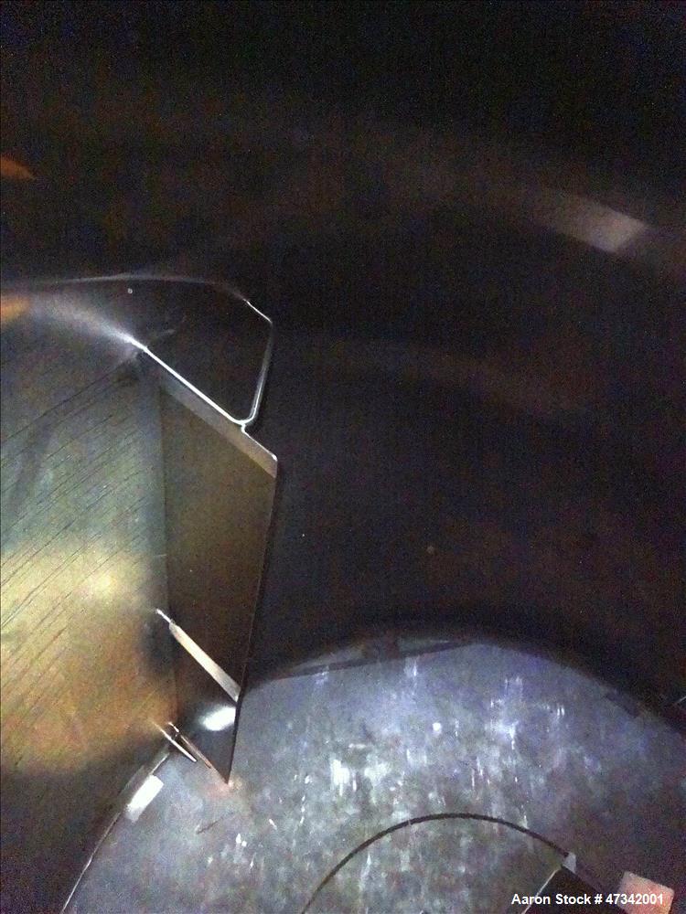 Used Cherry Burrell Single Shell Blend Tank, Approximate 5,000 Gallon, 316 Stainless Steel, Vertical. Approximate 120" diameter x 96" straight side, dish top and bottom. Top welded agitator bridge fo...