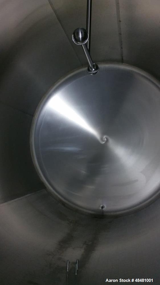 Used- Cherry Burrell 5000 Gallon Stainless Steel Tank. Insulated, jacketed, 316 stainless steel. Sloped bottom, thermometer ...