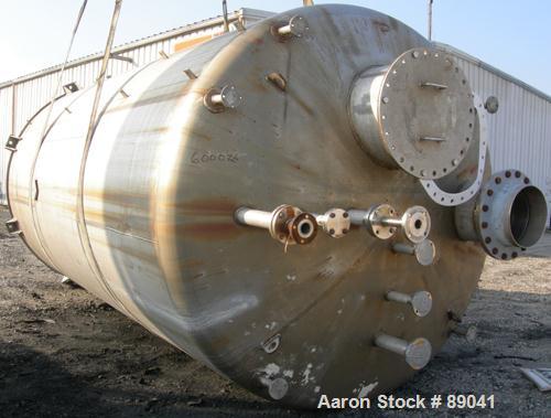 USED: Chicago Boiler tank, 8500 gallon, 316 stainless steel, vertical. Approximately 108" diameter x 18' straight side, dish top, flat bottom. Internal rated 2 psi at 300 deg F. Openings: top (3) 2",...