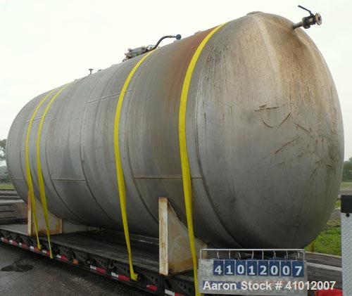 Used Clawson Tank Company Pressure Tank, 12,000 gallon, 304L stainless steel, horizontal.  125-1/2" diameter x 222" straight side, dished heads. Internal rated 20 psi at 100 deg F, and -20 deg F at 2...