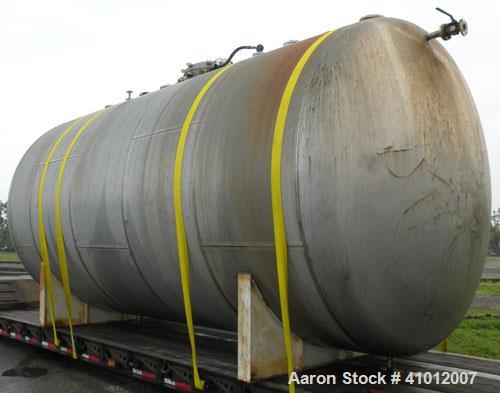 Used Clawson Tank Company Pressure Tank, 12,000 gallon, 304L stainless steel, horizontal.  125-1/2" diameter x 222" straight side, dished heads. Internal rated 20 psi at 100 deg F, and -20 deg F at 2...