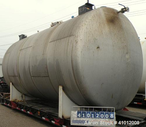 Used Clawson Tank Company Pressure Tank, 12,000 gallon, 304L stainless steel, horizontal.  125-1/2" diameter x 222" straight side, dished heads. Internal rated 20 psi at 100 deg F, and -20 deg F at 2...
