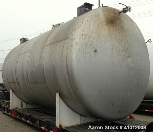 Used Clawson Tank Company Pressure Tank, 12,000 gallon, 304L stainless steel, horizontal.  125-1/2" diameter x 222" straight side, dished heads. Internal rated 20 psi at 100 deg F, and -20 deg F at 2...