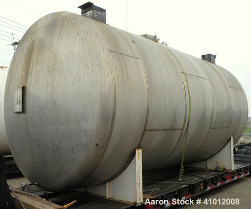 Used Clawson Tank Company Pressure Tank, 12,000 gallon, 304L stainless steel, horizontal.  125-1/2" diameter x 222" straight side, dished heads. Internal rated 20 psi at 100 deg F, and -20 deg F at 2...