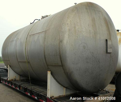 Used Clawson Tank Company Pressure Tank, 12,000 gallon, 304L stainless steel, horizontal.  125-1/2" diameter x 222" straight side, dished heads. Internal rated 20 psi at 100 deg F, and -20 deg F at 2...