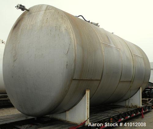 Used Clawson Tank Company Pressure Tank, 12,000 gallon, 304L stainless steel, horizontal.  125-1/2" diameter x 222" straight side, dished heads. Internal rated 20 psi at 100 deg F, and -20 deg F at 2...