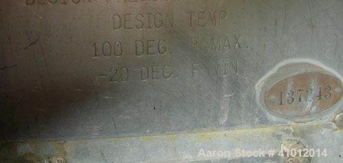 Used Clawson Tank Company 2 Compartment Pressure Tank, 6,000 gallons, 3,000 gallons per compartment, 304L stainless steel, horizontal. Each compartment 95-1/2" diameter x 75" straight side, dished he...