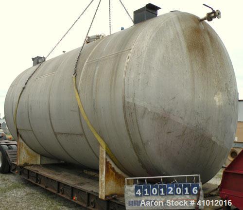 Used Clawson Tank Company Pressure Tank, 12,000 Gallon, 304L Stainless Steel, Horizontal.  125-1/2" diameter x 222" straight side, dished heads. Internal rated 20 psi at 100 deg F, and -20 deg F at 2...