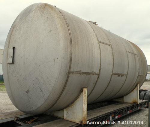 Used Clawson Tank Company Pressure Tank, 12,000 Gallon, 304L Stainless Steel, Horizontal.  125-1/2" diameter x 222" straight side, dished heads. Internal rated 20 psi at 100 deg F, and -20 deg F at 2...