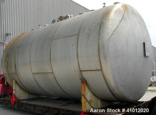 Used Clawson Tank Company Pressure Tank, 12,000 gallons, 304L stainless steel, horizontal.  125-1/2" diameter x 222" straight side, dished heads. Internal rated 20 psi at 100 deg F, and -20 deg F at ...