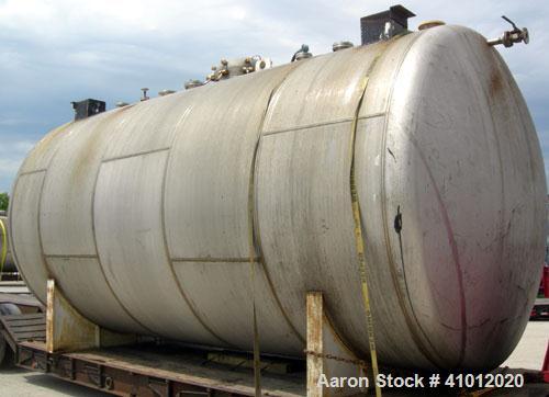 Used Clawson Tank Company Pressure Tank, 12,000 gallons, 304L stainless steel, horizontal.  125-1/2" diameter x 222" straight side, dished heads. Internal rated 20 psi at 100 deg F, and -20 deg F at ...