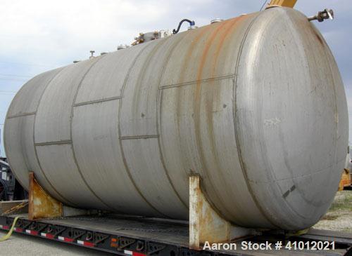 Used Clawson Tank Company Pressure Tank, 12,000 Gallon, 304L Stainless Steel, Horizontal.  125-1/2" diameter x 222" straight side, dished heads. Internal rated 20 psi at 100 deg F, and -20 deg F at 2...