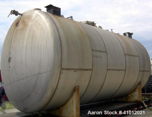 Used Clawson Tank Company Pressure Tank, 12,000 Gallon, 304L Stainless Steel, Horizontal.  125-1/2" diameter x 222" straight side, dished heads. Internal rated 20 psi at 100 deg F, and -20 deg F at 2...