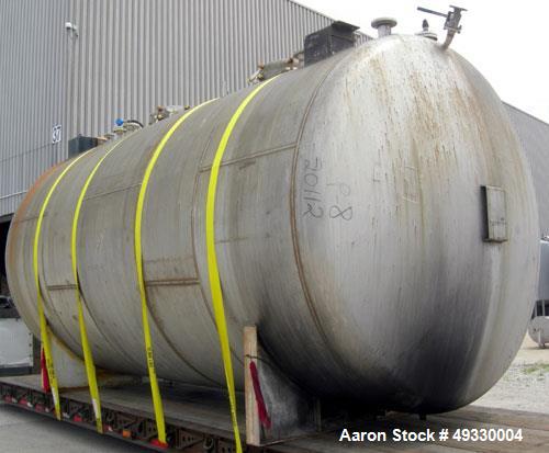 Used Clawson Tank Company 2 Compartment Pressure Tank, 12,000 gallons total, 6,000 gallons per compartment, 304L stainless steel, horizontal. Each compartment 125-1/2" diameter x 85" straight side, d...