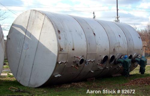 Used Clawson Tank 15,000 Gallon Horizontal 304 Stainless Steel Tank. 10'6" diameter x 23'4" long. Flat heads. Four compartment 3750 gallon per compartment. On saddles. BM70 EX level radar 6". UL appr...