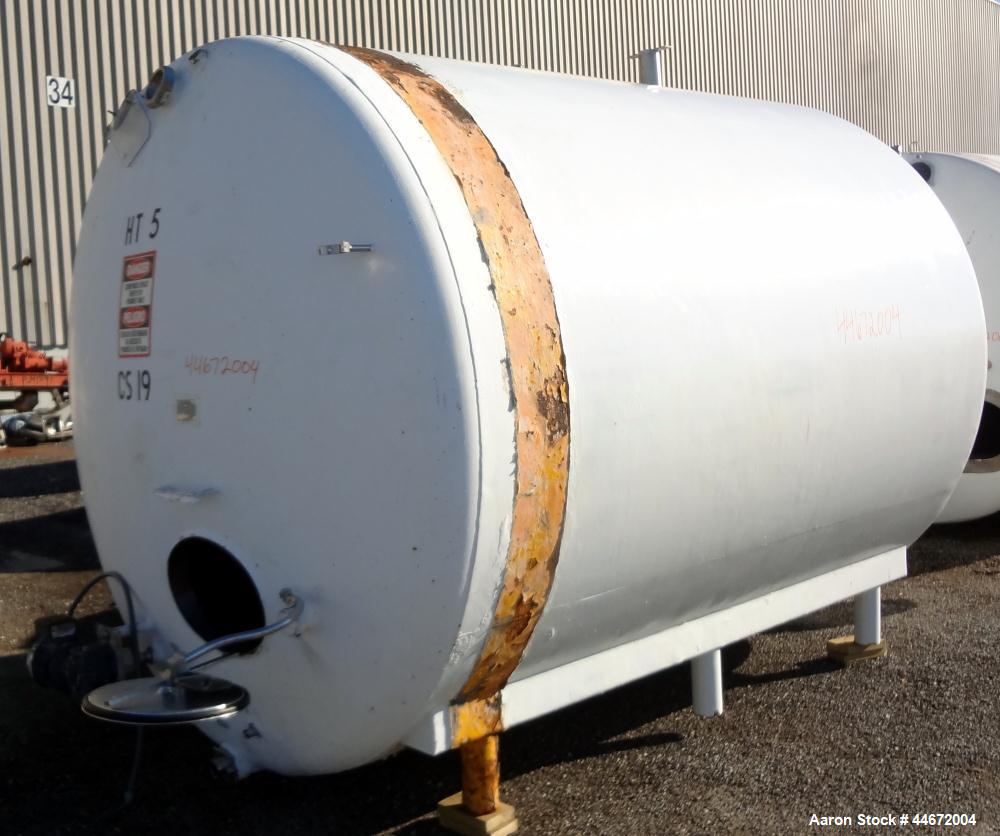 Used Creamery Package Storage Tank, 5000 Gallon, 304 Stainless Steel, Horizontal. Approximate 108" diameter x 116" straight side, dished heads. Insulated with carbon steel sheathing. Approximate 48" ...