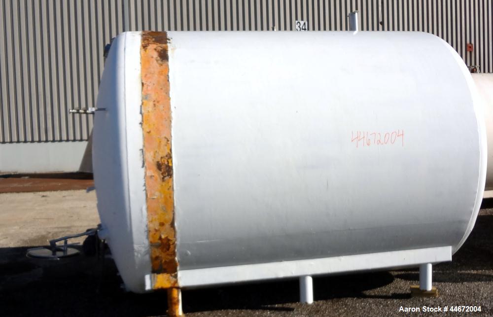 Used Creamery Package Storage Tank, 5000 Gallon, 304 Stainless Steel, Horizontal. Approximate 108" diameter x 116" straight side, dished heads. Insulated with carbon steel sheathing. Approximate 48" ...