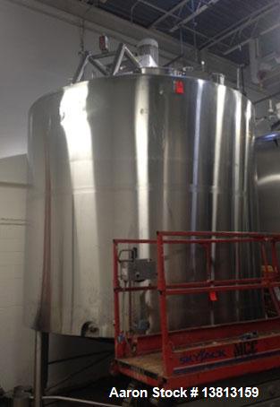 Used Crepaco 6000 Gallon Jacketed Tank with Scrape Agitation. Stainless steel cone bottom tank. Sweep scrape agitated, driven by a 5 HP Motor.  Jacket rated 158 PSI at 100 degrees F. Approximate ship...