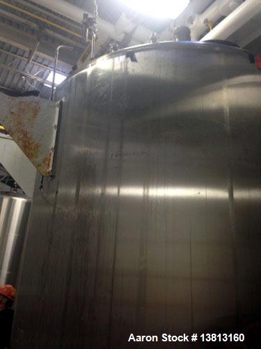 Used- Crepaco 6000 Gallon Jacketed Tank with Scrape Agitation. Stainless steel cone bottom tank. Sweep scrape aggitated and ...