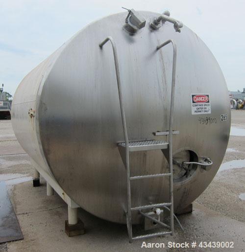 Used Crepaco Storage Tank, 5000 Gallon, 316 Stainless Steel, Horizontal. 96” Diameter x 144” straight side, dished heads. (1) Section approximate 48” wide x 103” long of bottom dimple jacket, no rati...