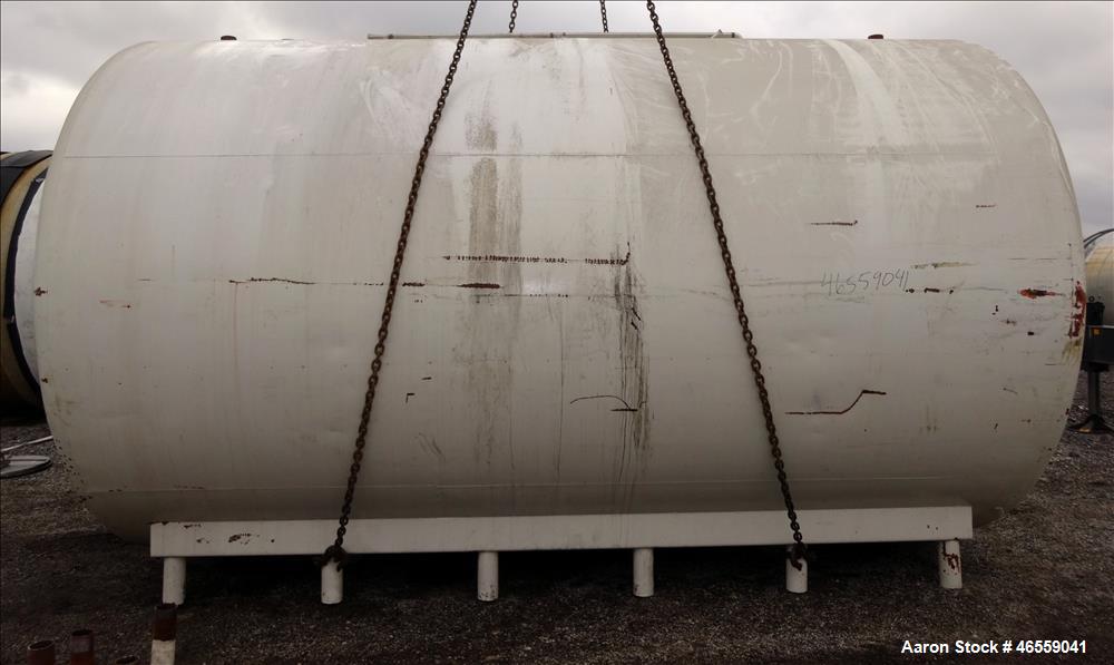 Used Crepaco Industries Tank, Approximately 10,000 gallon, 304 Stainless Steel, Horizontal. Approximate 124" diameter x 196" straight side. Dished heads. Openings: 20" x 16" oval manway with cover. T...