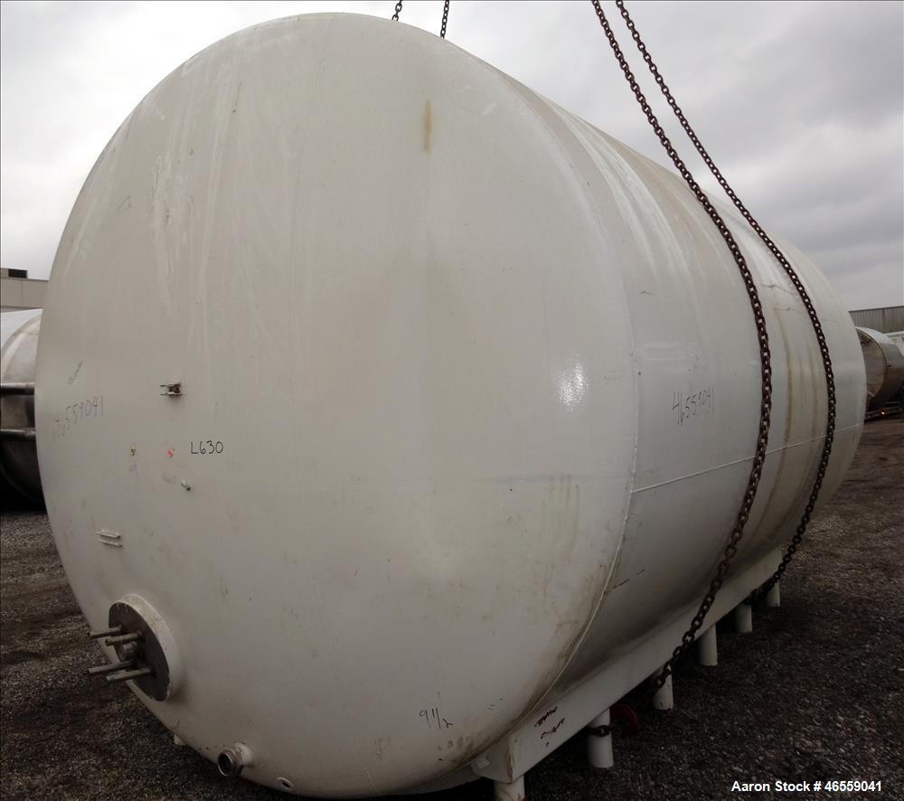 Used Crepaco Industries Tank, Approximately 10,000 gallon, 304 Stainless Steel, Horizontal. Approximate 124" diameter x 196" straight side. Dished heads. Openings: 20" x 16" oval manway with cover. T...