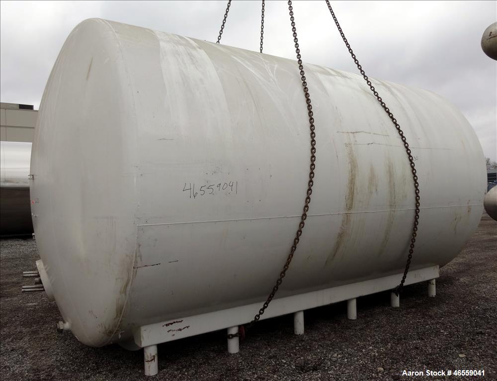 Used Crepaco Industries Tank, Approximately 10,000 gallon, 304 Stainless Steel, Horizontal. Approximate 124" diameter x 196" straight side. Dished heads. Openings: 20" x 16" oval manway with cover. T...