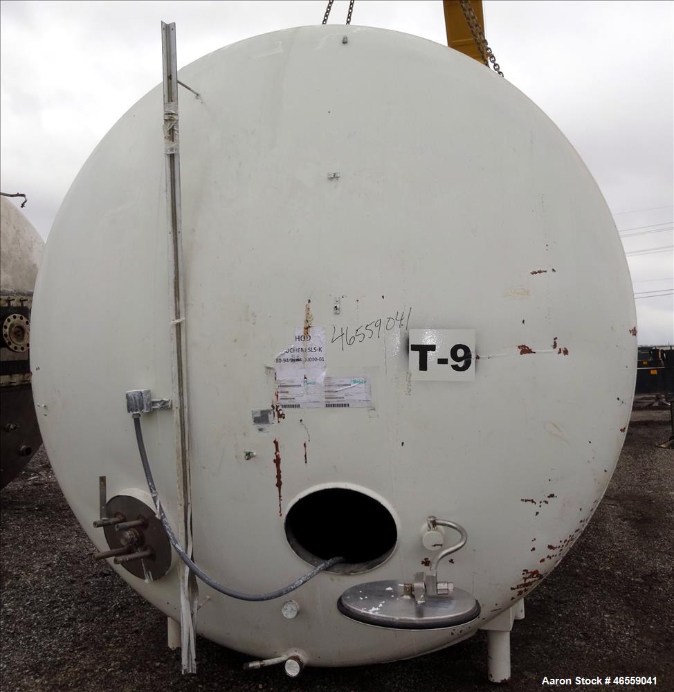 Used Crepaco Industries Tank, Approximately 10,000 gallon, 304 Stainless Steel, Horizontal. Approximate 124" diameter x 196" straight side. Dished heads. Openings: 20" x 16" oval manway with cover. T...
