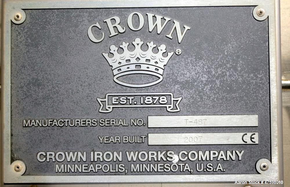 Unused- Crown Iron Works Pressure Tank, 5,497 Gallon, 316L Stainless Steel, Vertical. 102” Diameter x 141” straight side, dished top & bottom. Internal rated 50 psi at -20 to 250 degrees F. Openings ...
