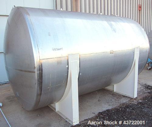 Used Custom Metalcraft Tank, 5000 Gallon, 304 Stainless Steel, Horizontal. Approximately 96” diameter x 144” straight side, dished heads.  Openings: top 3”, (2) 1-1/2”, 2”, heads 18” manway with cove...